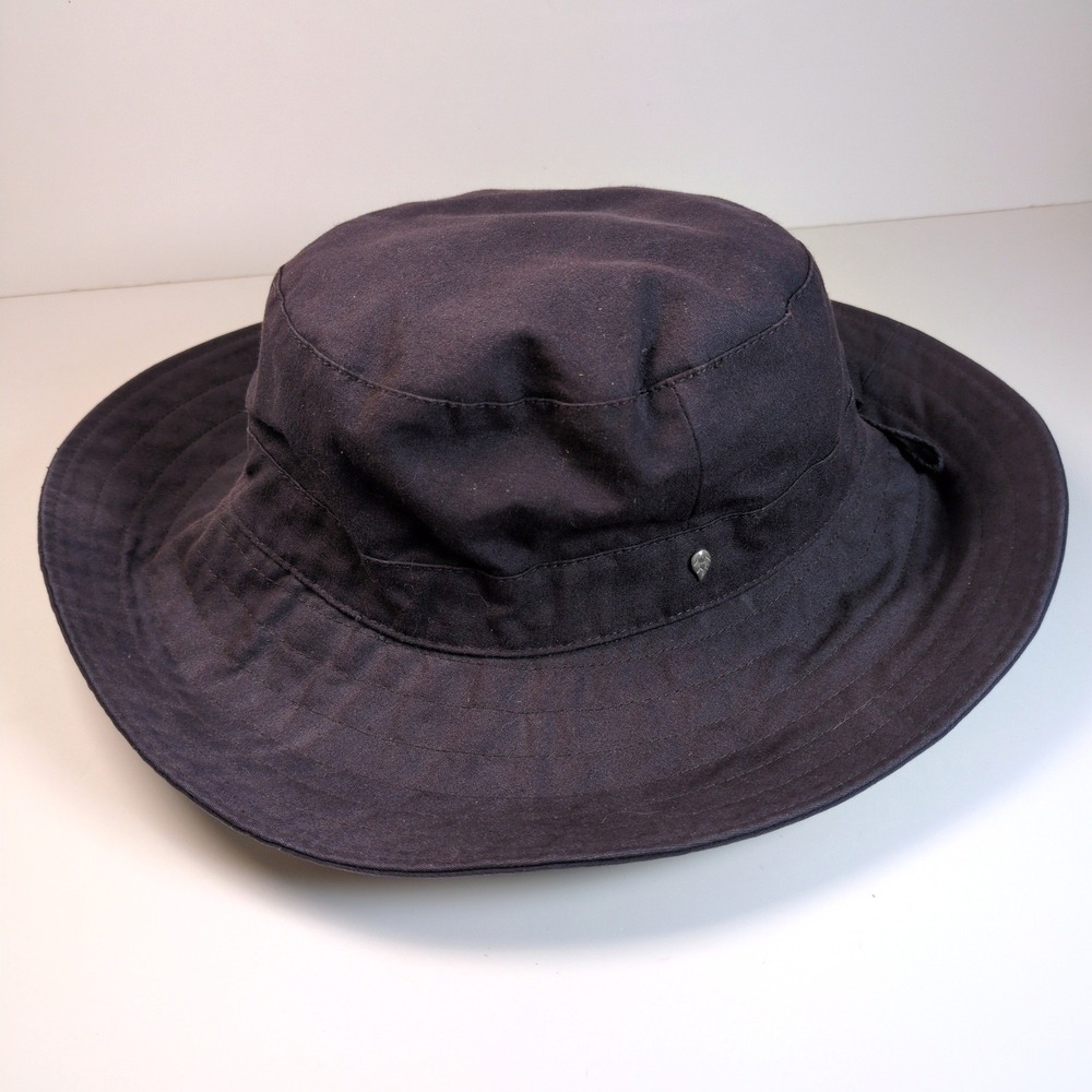 Helen Kaminski Bucket Sun Hat Navy Blue Cotton Canvas Wide Brim Tie Packable
